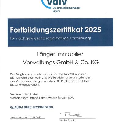 Fortbildungsnachweis Vdiv 2025